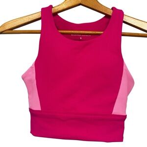 WILO Pink Ribbed Cropped Tank Sports Bra Small Workout Yoga Tennis Pickleball